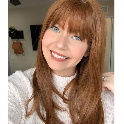 Straight Natural Hair Topper with Bangs For Women High quality Hairstyle clips in own hair blends perfectly