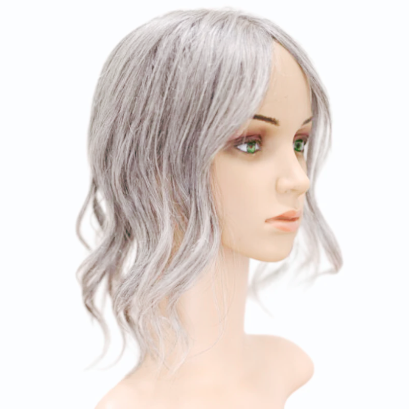 Brown Lace Base Wavy Human Hair Topper for Women