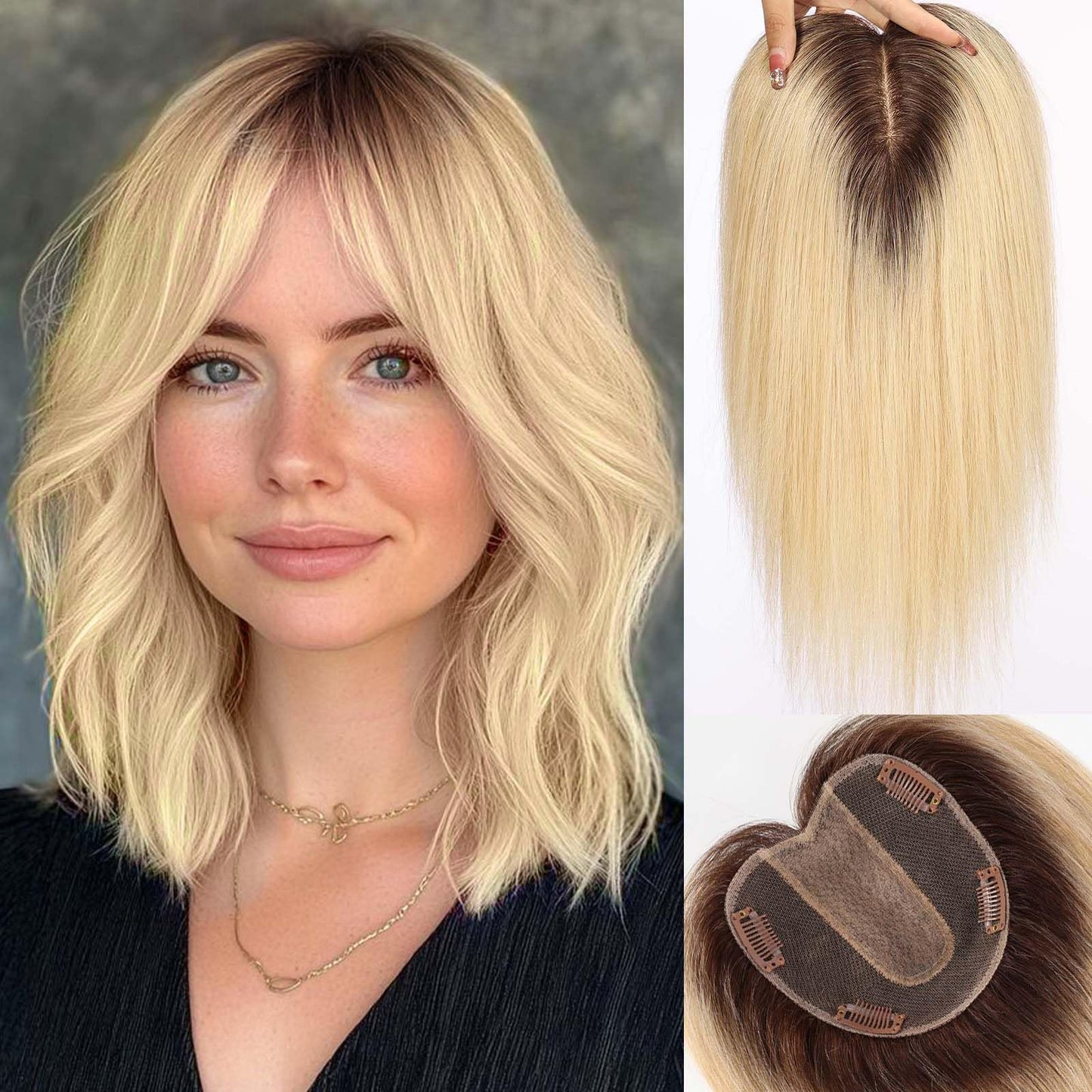 Straight Natural Hair Topper For Women High quality Hairstyle clips in own hair blends perfectly
