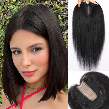 Straight Natural Hair Topper For Women High quality Hairstyle clips in own hair blends perfectly