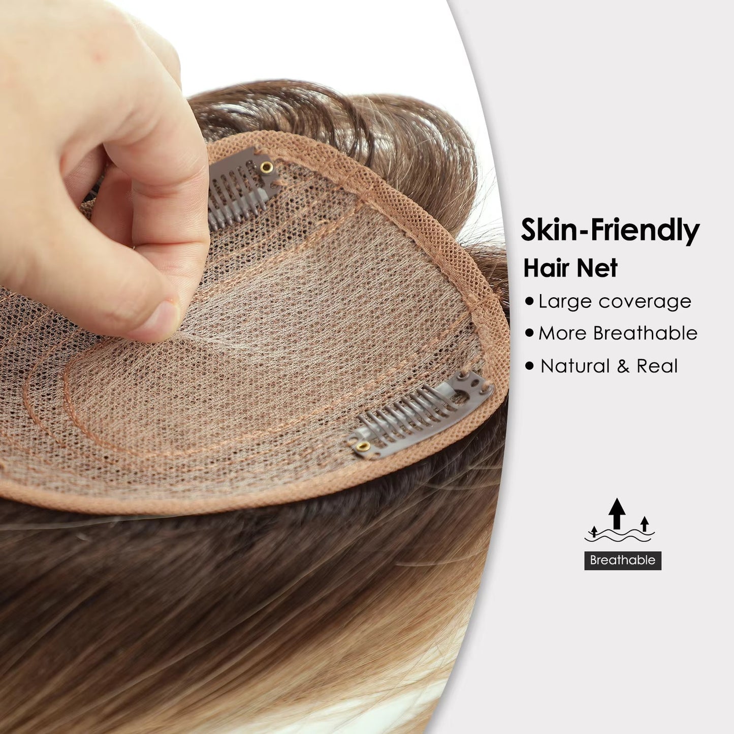 Breathable High Quality Hair Topper with Bangs for Women
