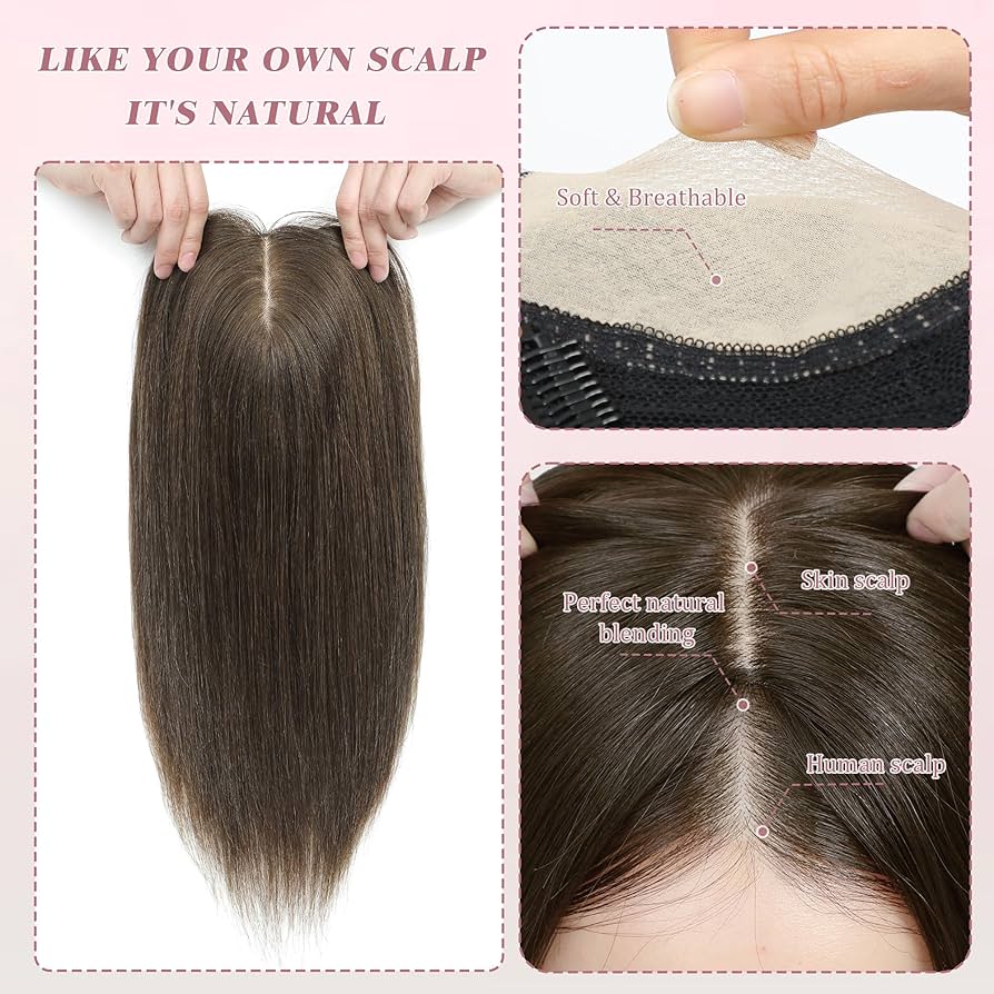 Summer Breathable Natural Straight Hair Topper For Women With Thinning Hair