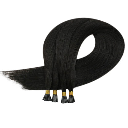 I Tip-  100% Real Human Hair I Tip Hair Extensions For Thin Hair Off Black (#1B)