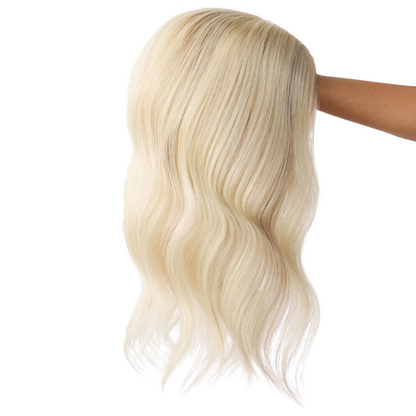 5*6 inches Mono Base Highlight Human Hair Toppers for Women Wavy Hair without Bangs