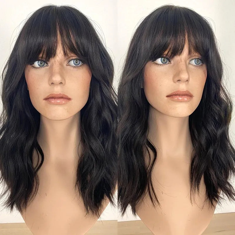 Natural Body Wave Real Hair Topper With Fringers Human Hair Topper With Bangs