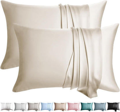 100% Silk Pillow Cases 2 Pack Silk Pillowcase for Hair and Skin Set of 2 Highest Grade 6A Silk Soft Breathable