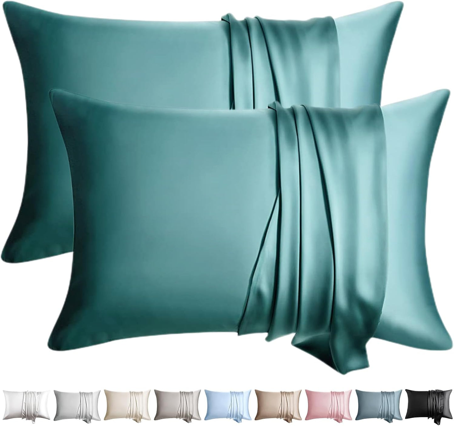 100% Silk Pillow Cases 2 Pack Silk Pillowcase for Hair and Skin Set of 2 Highest Grade 6A Silk Soft Breathable