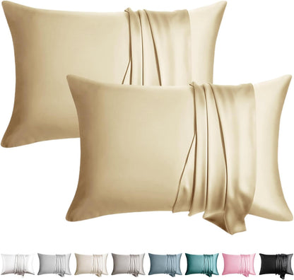 100% Silk Pillow Cases 2 Pack Silk Pillowcase for Hair and Skin Set of 2 Highest Grade 6A Silk Soft Breathable