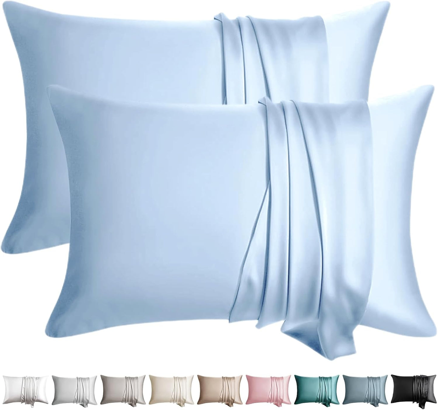 100% Silk Pillow Cases 2 Pack Silk Pillowcase for Hair and Skin Set of 2 Highest Grade 6A Silk Soft Breathable