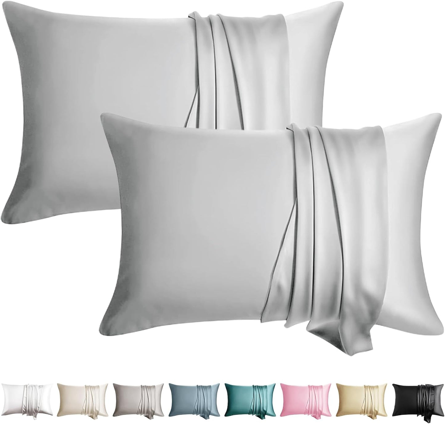 100% Silk Pillow Cases 2 Pack Silk Pillowcase for Hair and Skin Set of 2 Highest Grade 6A Silk Soft Breathable