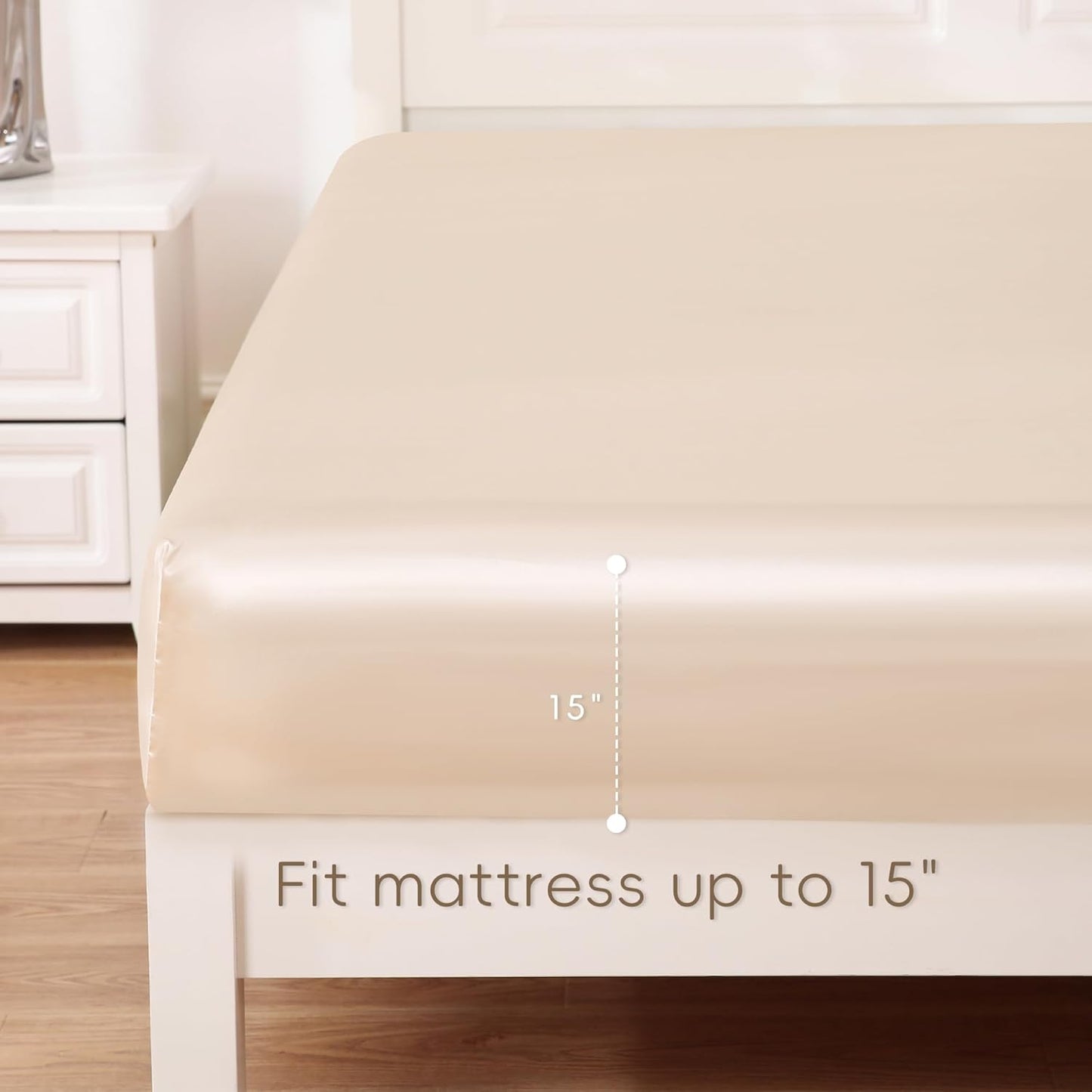 4 Piece Luxury Satin Bed Sheets Set with Pillowcases - Ultra Soft & Silky, Hypoallergenic