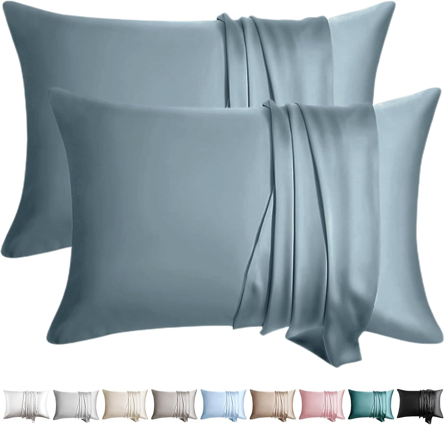 100% Silk Pillow Cases 2 Pack Silk Pillowcase for Hair and Skin Set of 2 Highest Grade 6A Silk Soft Breathable