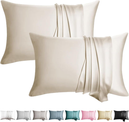 100% Silk Pillow Cases 2 Pack Silk Pillowcase for Hair and Skin Set of 2 Highest Grade 6A Silk Soft Breathable