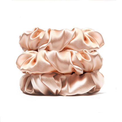 3Pack 4cm Silk Scrunchies Mulberry Silk 16 Momme Elastic Band Scrunchy Hair Ties For Women Girls