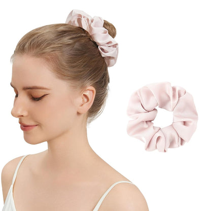 6PCS 100% Mulberry Silk Scrunchies Set, 2 Large and 4 Thin Silk Hair Ties for Women