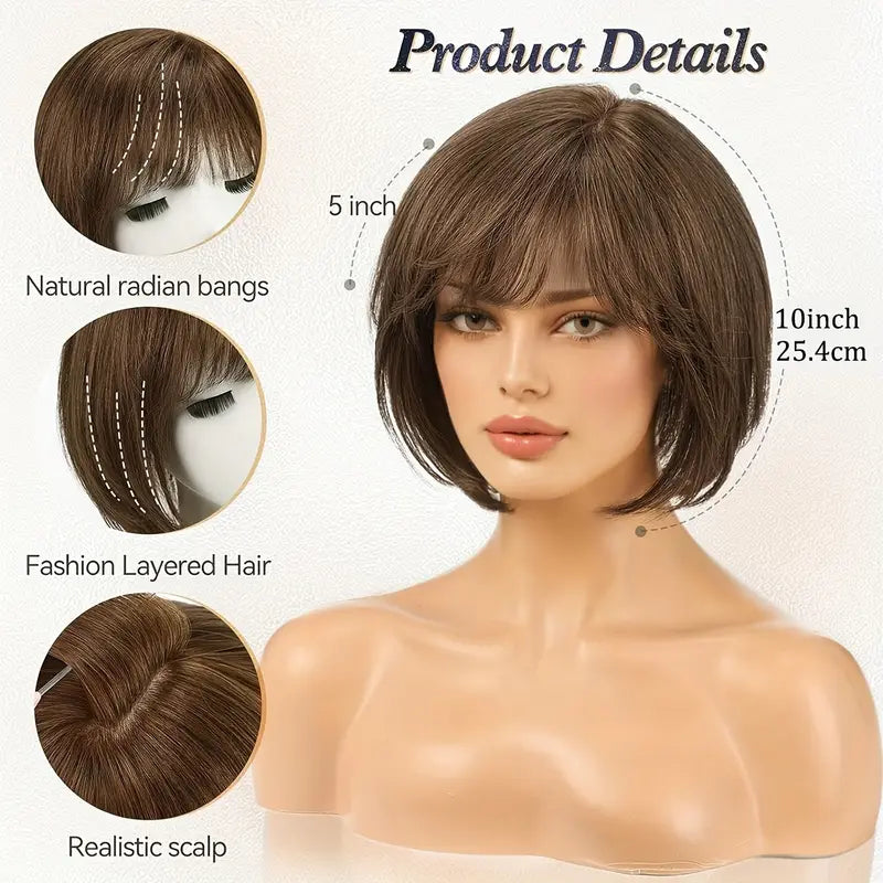 2025 New Summer Breathable  Straight Hair Topper With Bangs For Thinning Hair