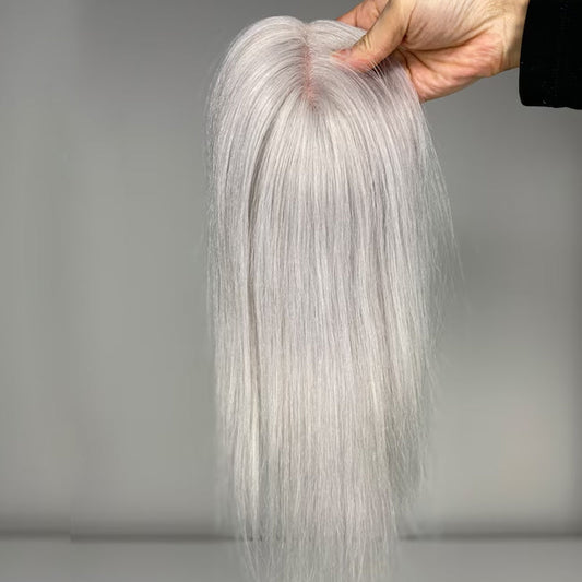 Silver Hand tied Mono Base 100% Brazilian Virgin Human Hair Topper For Women【Pre Sale】