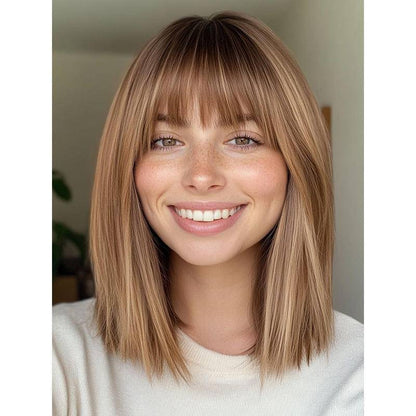 Comfortable&Breathable Straight Hair Topper With Bangs For  Women With Thinning Hair