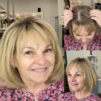 130% Natural Density Clip-In Hair Topper with Bangs