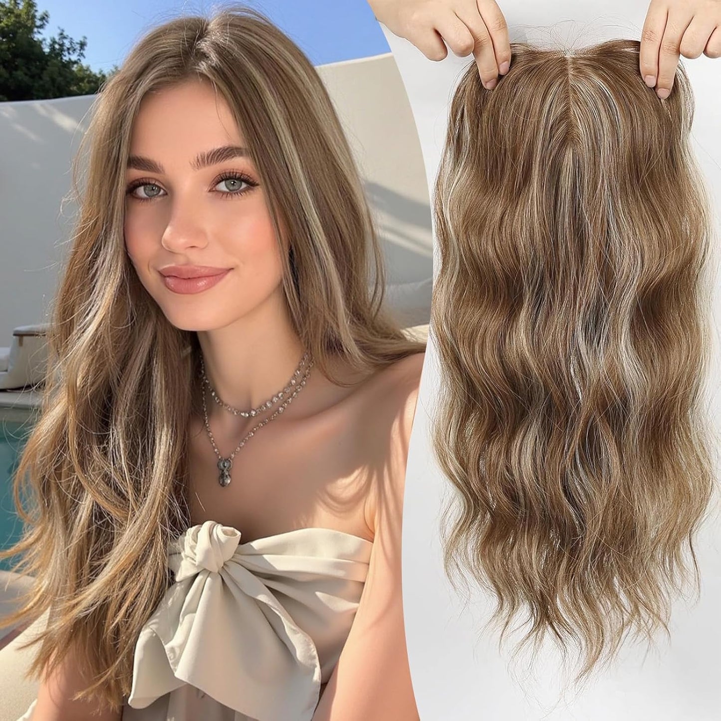 Premium Wavy Hair Topper for Thinning Hair – Natural Looking Voluminous Human Hair