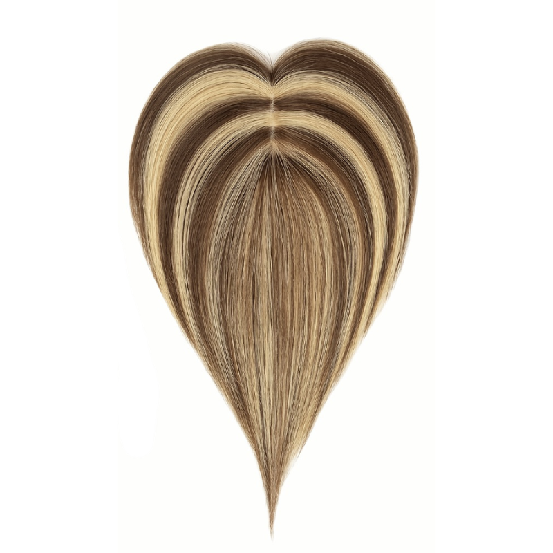 2.8" x 4.3" Silk Base Human Hair Topper – Middle Part Volume Booster for Thinning Hair