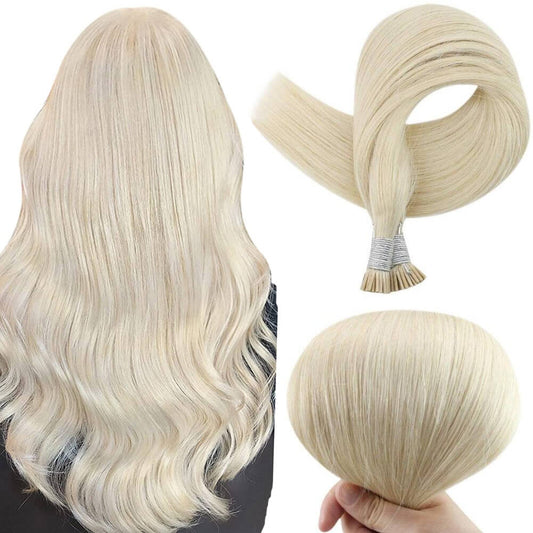 I Tip-  Human Hair I Tip Hair Extensions Platinum Blonde (#60)