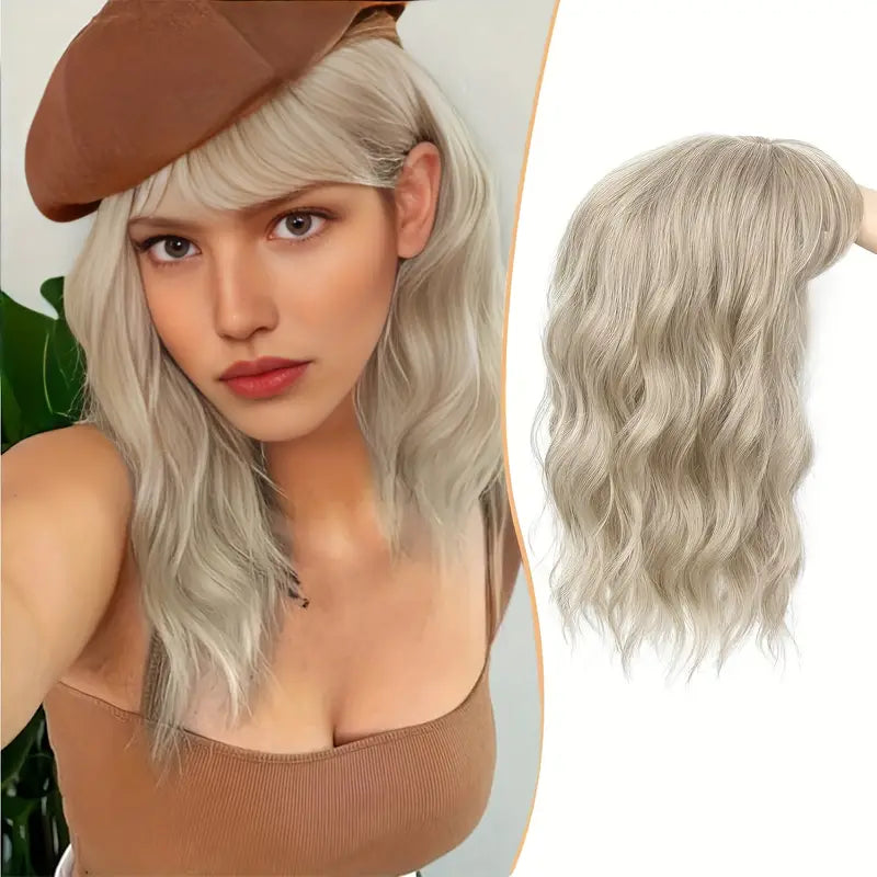 Summer Breathable Natural Wavy Hair Topper With Bangs For Women With Thinning Hair