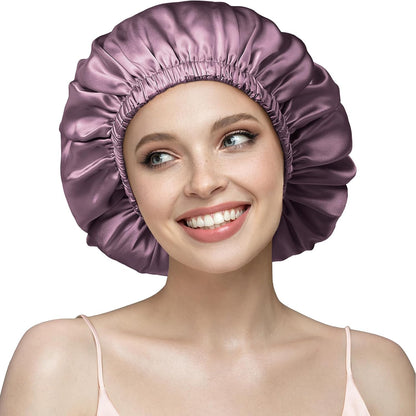 Double Layered 100% Silk Bonnet for Sleeping Women,  Pure Mulberry Silk Sleep Cap