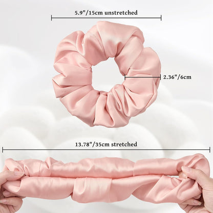 6PCS 100% Mulberry Silk Scrunchies Set, 2 Large and 4 Thin Silk Hair Ties for Women