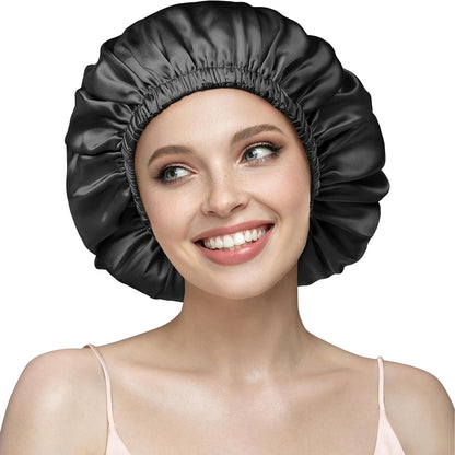 Double Layered 100% Silk Bonnet for Sleeping Women,  Pure Mulberry Silk Sleep Cap