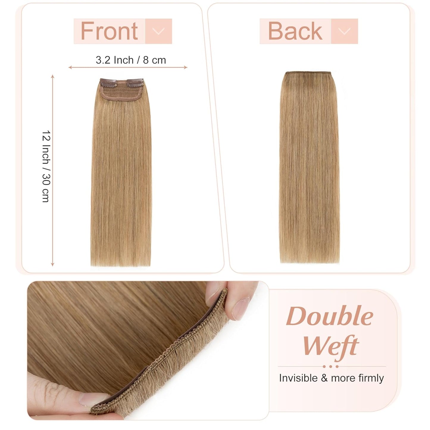 100% Human Hair Invisible Seamless Hair Pads Clip In Hair Extension Increase Hair Top Side Cover Hairpiece
