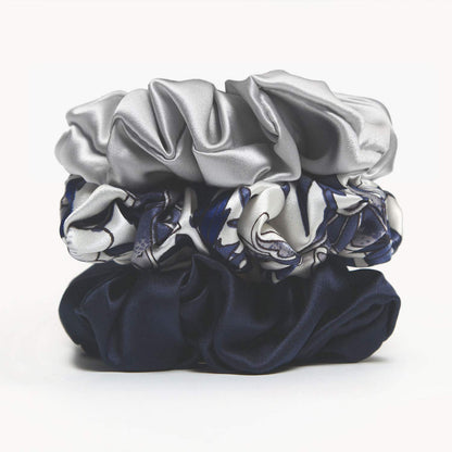 3Pack 4cm Silk Scrunchies Mulberry Silk 16 Momme Elastic Band Scrunchy Hair Ties For Women Girls