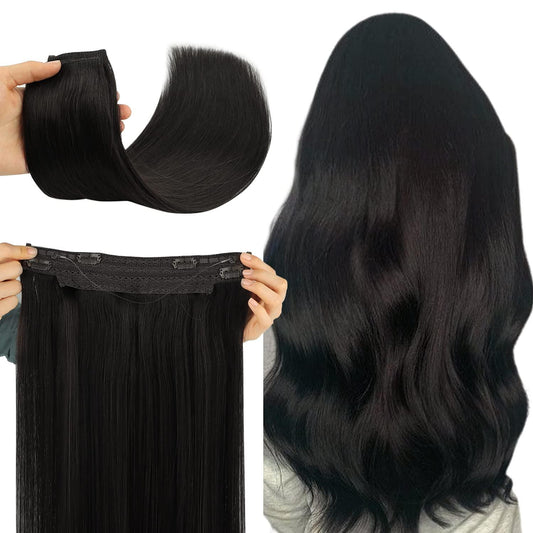 100% Human Hair Halo Extensions - Ash Brown Highlights