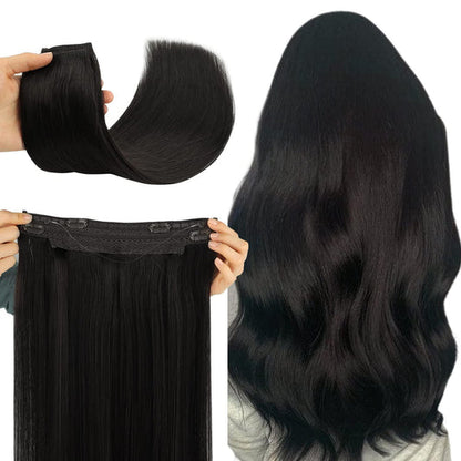 100% Human Hair Halo Extensions - Ash Brown Highlights