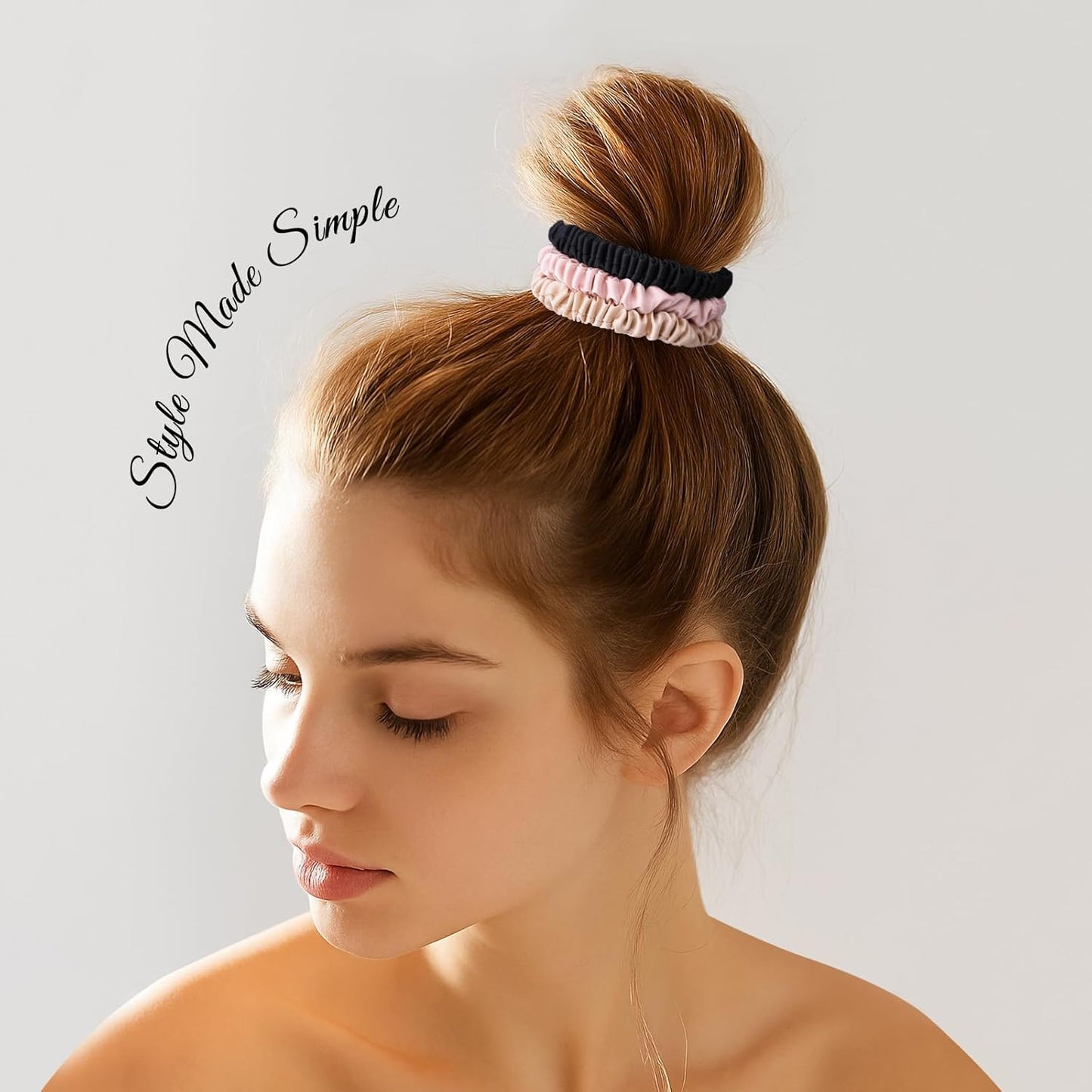 6PCS 100% Mulberry Silk Scrunchies Set, 2 Large and 4 Thin Silk Hair Ties for Women