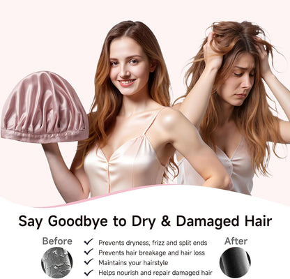 Mulberry Silk Bonnet for Sleeping Women, 22 Momme Double Layer Silk Hair Wrap