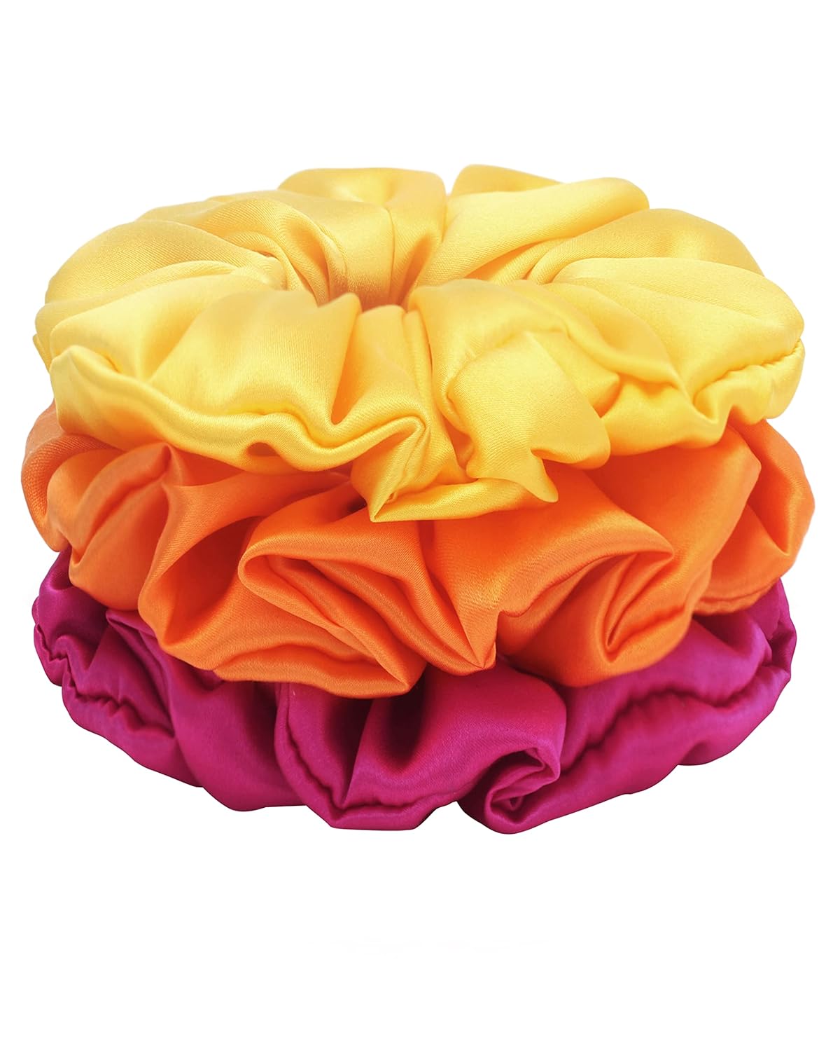 3Pack 4cm Silk Scrunchies Mulberry Silk 16 Momme Elastic Band Scrunchy Hair Ties For Women Girls