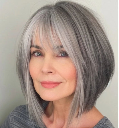 Silk Base Straight Hair Topper With Bangs For Thinning Hair