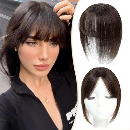 Comfortable&Breathable Straight Hair Topper With Bangs For  Women With Thinning Hair