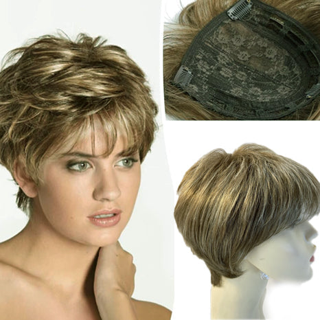 Hot Sale 🔥  Natural Short Hair Topper Invisible Hair Piece For Thinning Hair Full Coverage