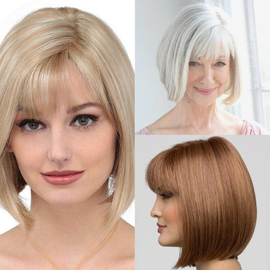 Unique Design Straight Human Hair with Bangs Hair Topper for Women
