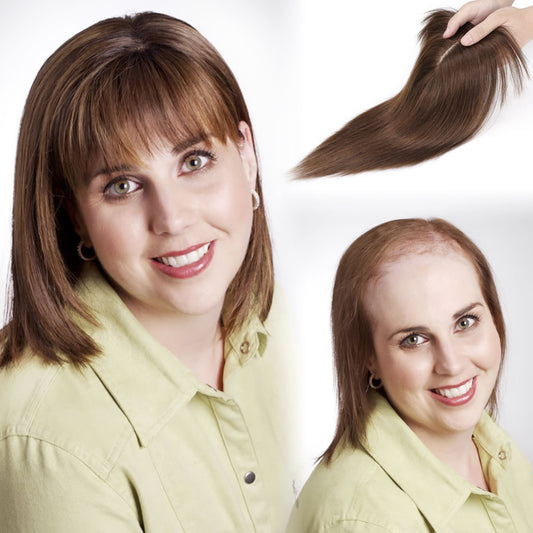Straight Natural Hair Topper with Bangs For Women High quality Hairstyle clips in own hair blends perfectly