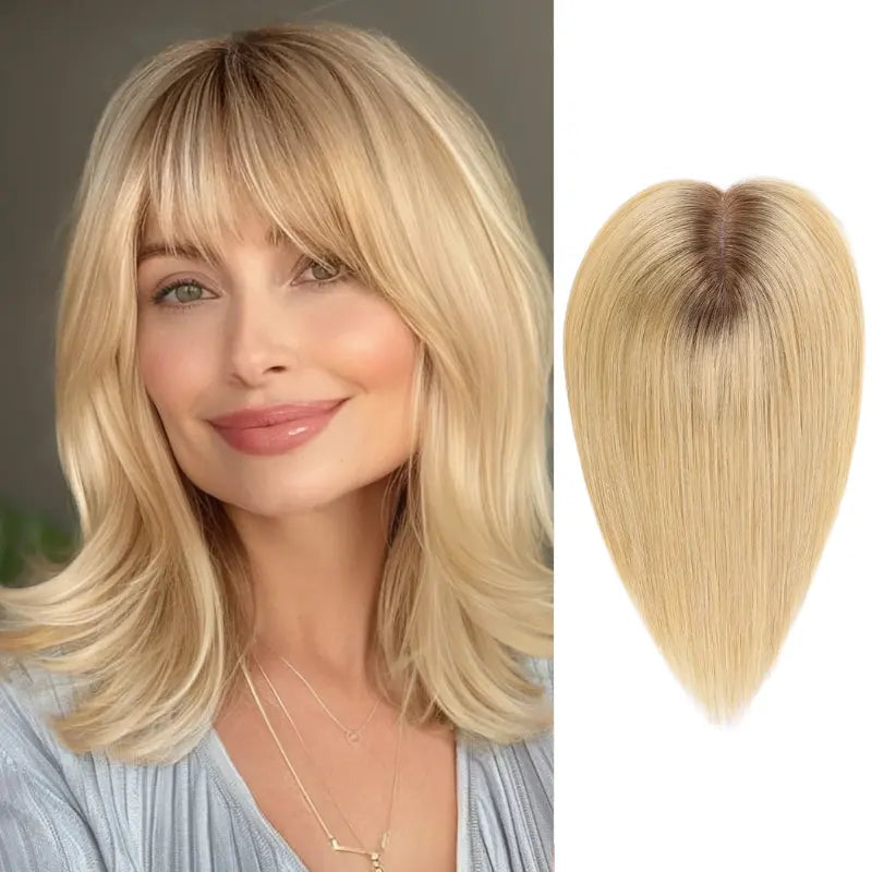 4.5''x5.5'' Premium Virgin Human Hair Toppers with Bangs,Seamless Wiglets for Thinning Hair & Instant Volume 我的商店