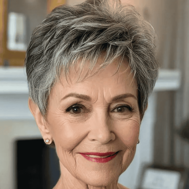 Short Pixie Cut Human Hair Topper with Bangs for Women