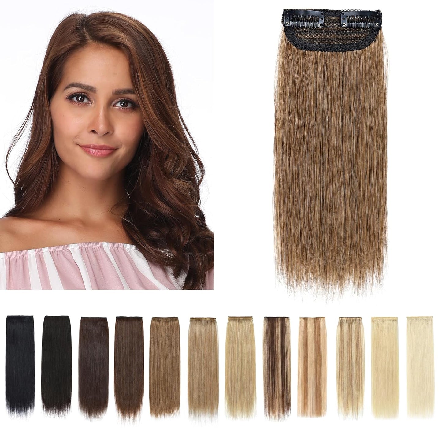 100% Human Hair Invisible Seamless Hair Pads Clip In Hair Extension Increase Hair Top Side Cover Hairpiece