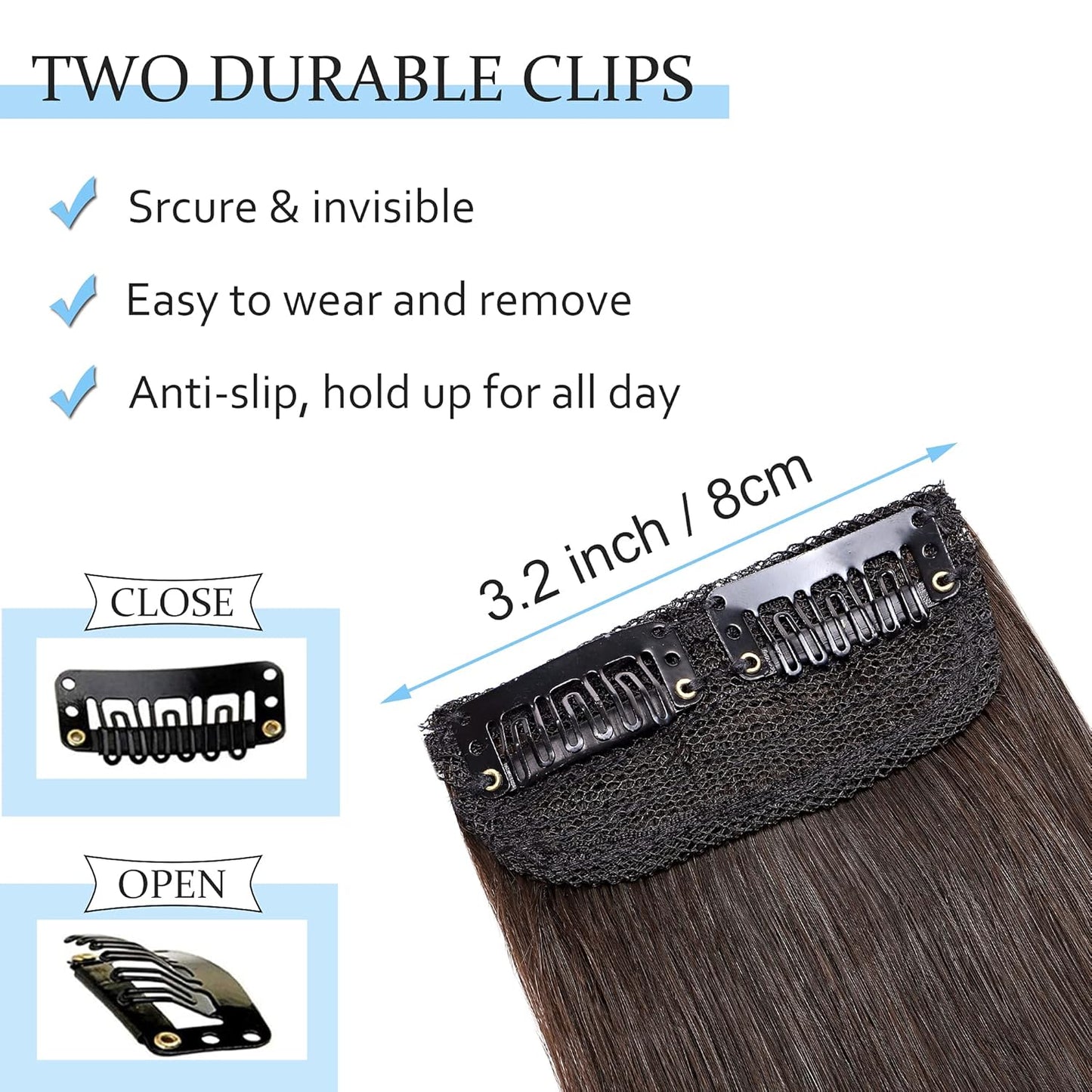 100% Human Hair Invisible Seamless Hair Pads Clip In Hair Extension Increase Hair Top Side Cover Hairpiece