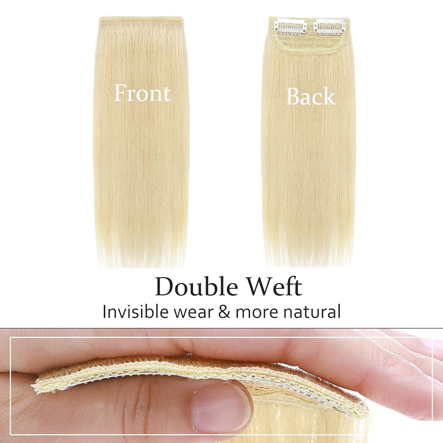 100% Human Hair Invisible Seamless Hair Pads Clip In Hair Extension Increase Hair Top Side Cover Hairpiece