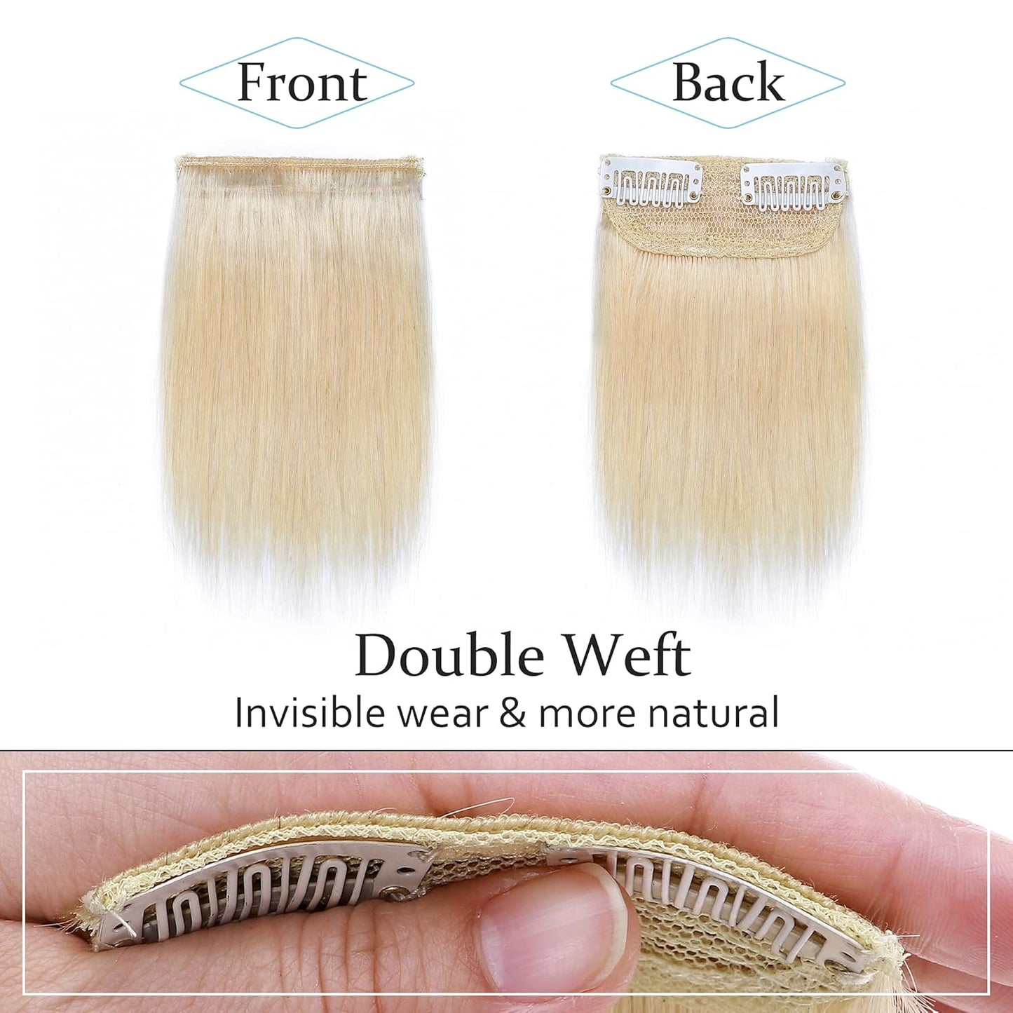 100% Human Hair Invisible Seamless Hair Pads Clip In Hair Extension Increase Hair Top Side Cover Hairpiece
