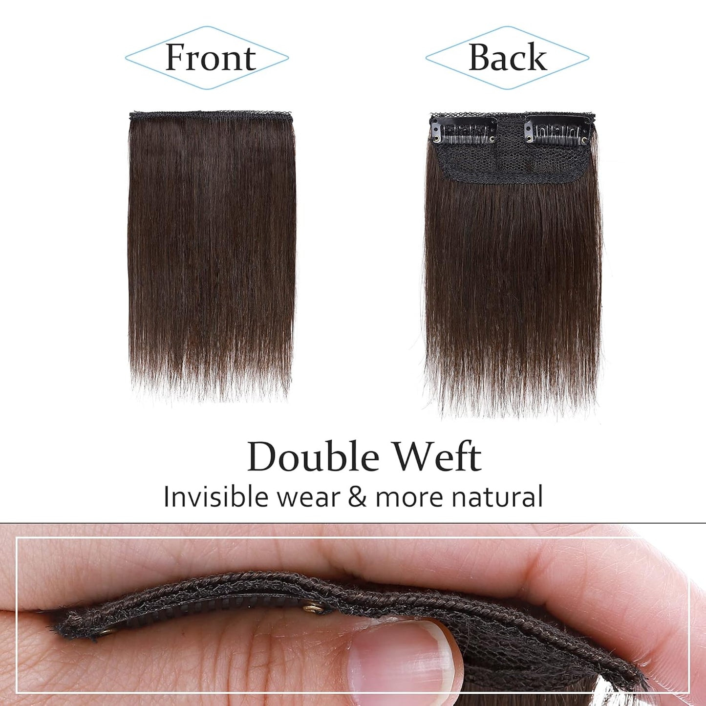 100% Human Hair Invisible Seamless Hair Pads Clip In Hair Extension Increase Hair Top Side Cover Hairpiece
