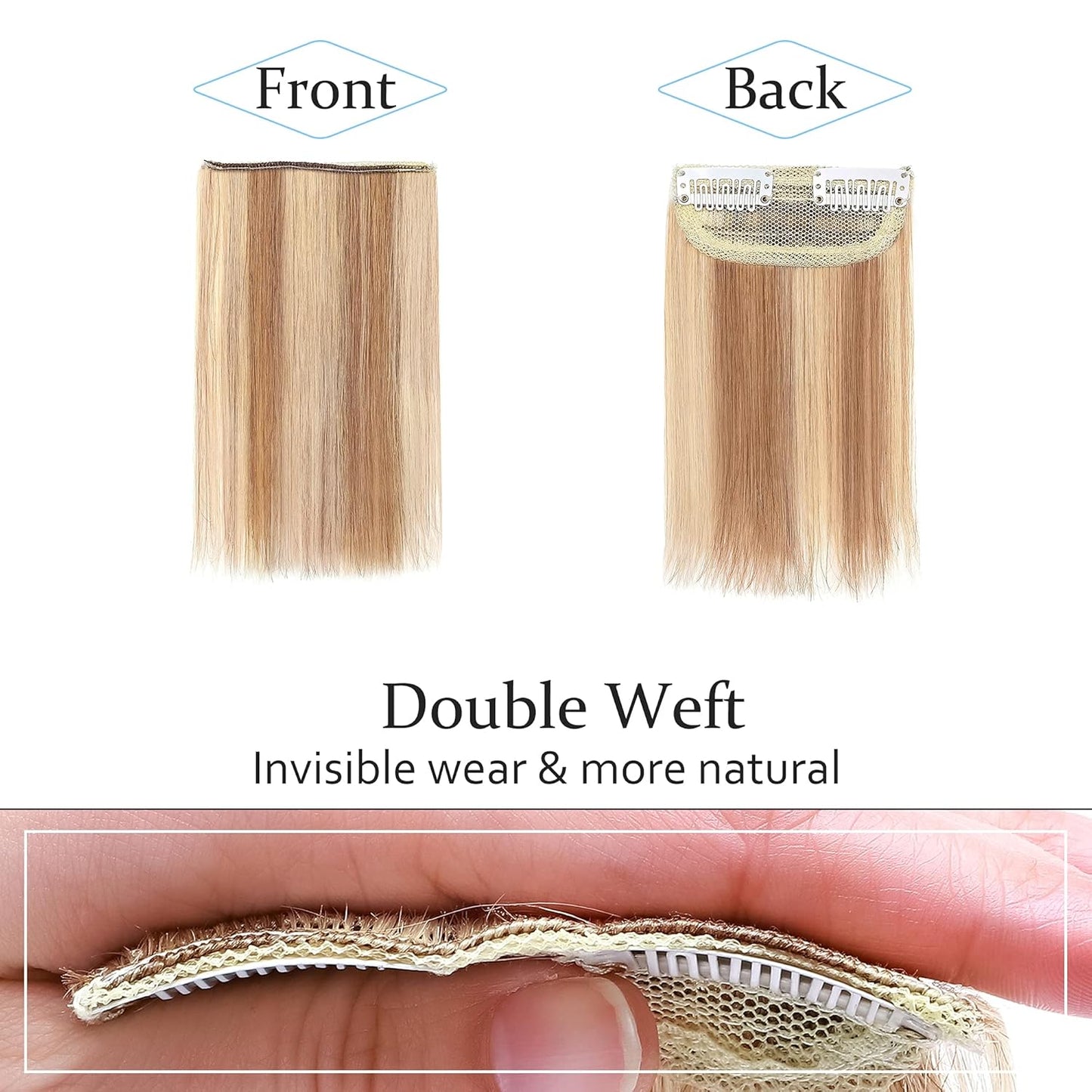 100% Human Hair Invisible Seamless Hair Pads Clip In Hair Extension Increase Hair Top Side Cover Hairpiece